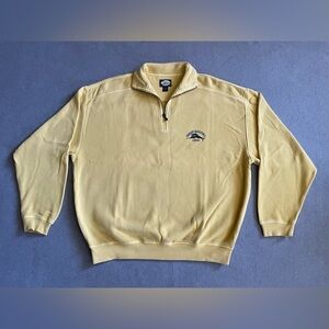 Tommy Bahama Yellow 1/4 Zip Cotton Pullover Sweater Casual Medium